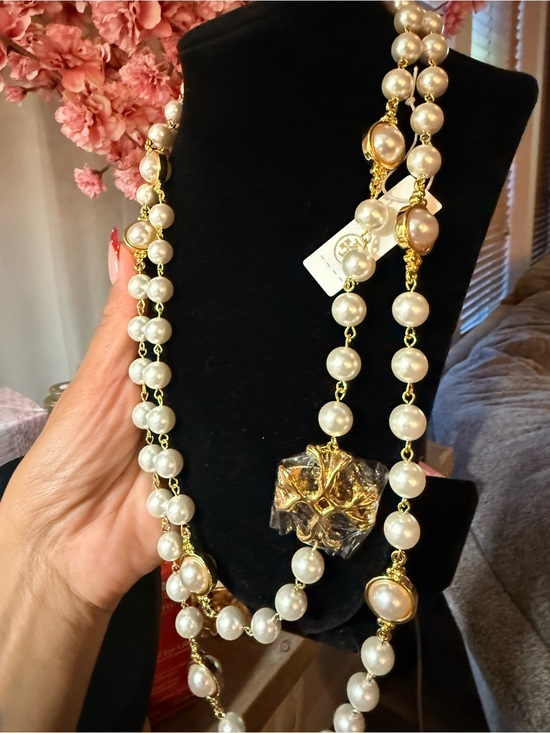 Tory Burch Jewelry - Tory Burch Gold-Tone Faux Pearl Long Necklace